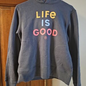 Life is Good Women's "Washed" Blue Sun Hoodie, Ladies, M